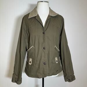 Columbia Green Button Up Chore Jacket Safari River Resort Womens Size Medium M